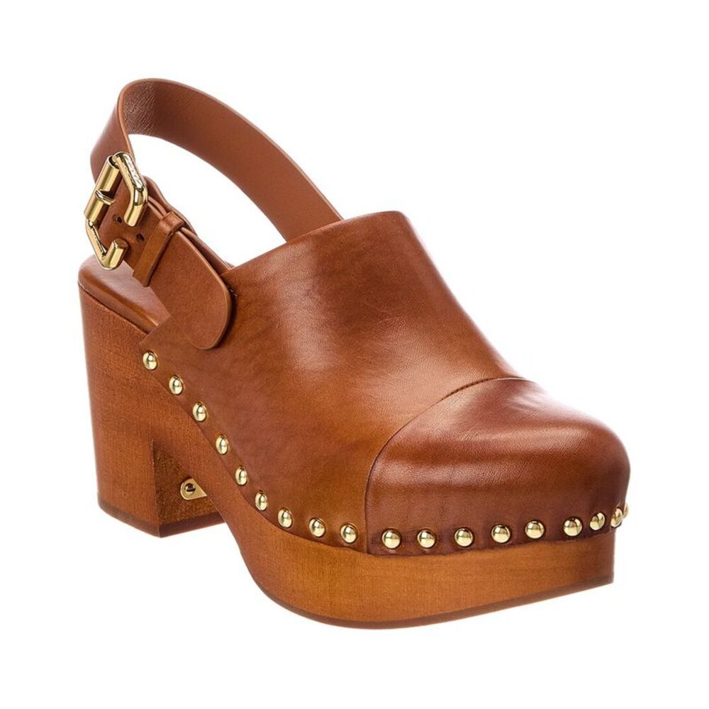 Chloé Jeannette Leather Wedge Mule, Brown